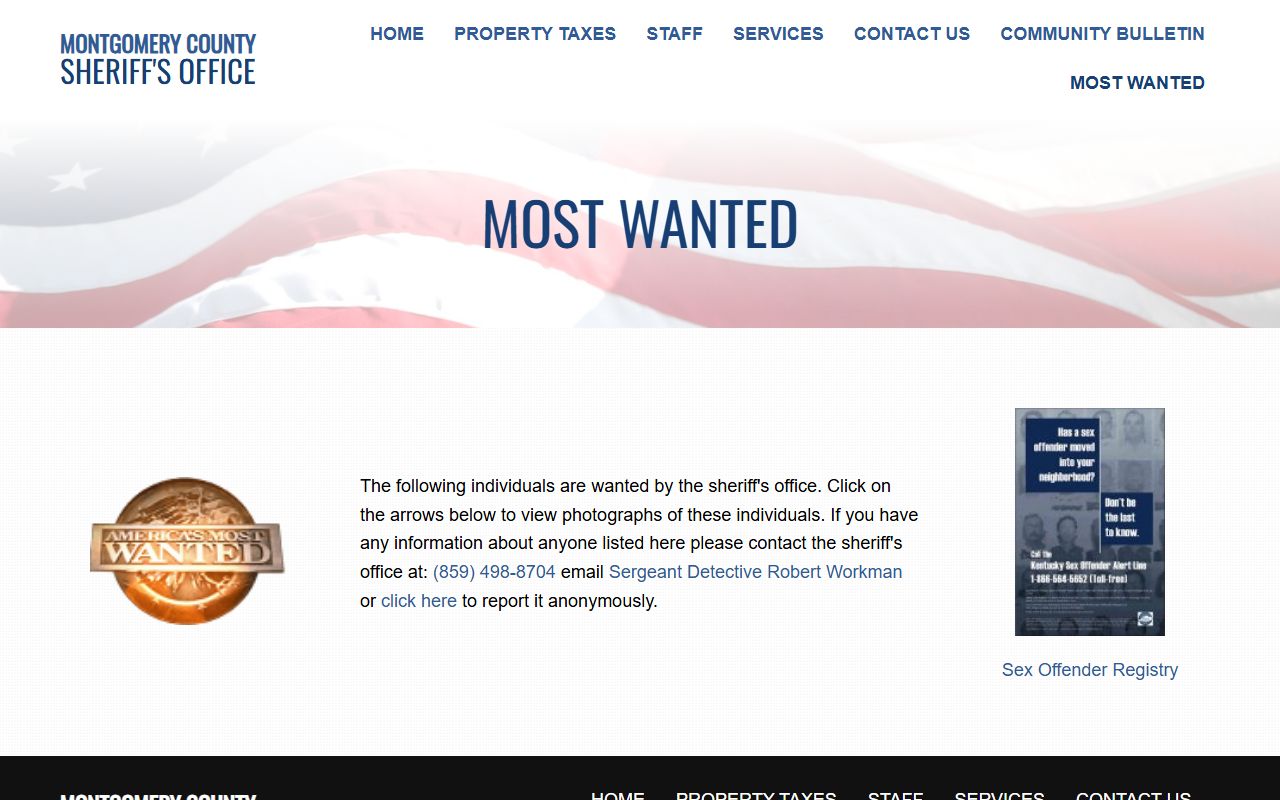 Montgomery County sheriff most wanted photographs and jail mugshot context